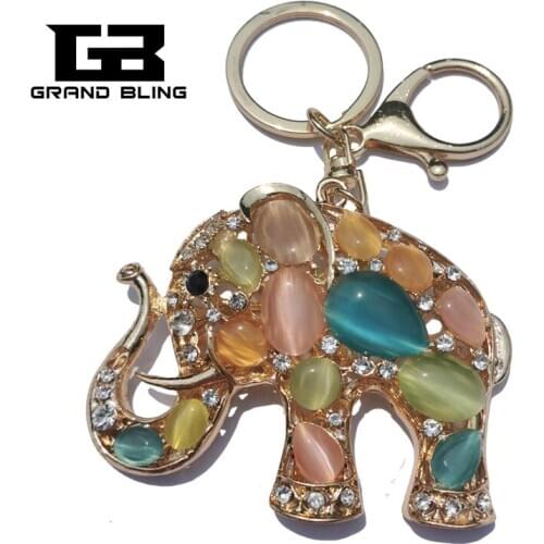 Opal Stones Elephant Style Handbag Charm Accessory Fantastic 3D Key Chain Ornament Gift