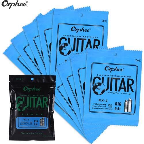 Orphee RX-1 Single String Replacement for Electric Guitar 1st E-String (.009) 10-Pack Nickel Alloy Super Light Tension