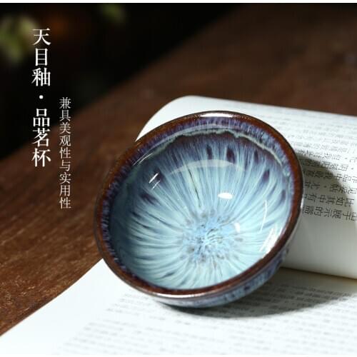 Sand gift temmoku oil-lamp can build kung fu masters cup cup of pure manual sample tea cup perfectly playable cup bowl