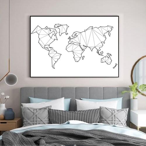 World Poster Canvas Painting Home Decoration Abstract World Map Canvas Art Print Wall Pictures , Geometric Low Poly Map Of