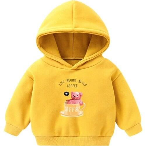 Casual Sweater Childrens Clothing Autumn Winter Fashion Warm Sweatshirt Boy Fleece Hooded Clothes Cartoon Kids Girl Sweatshirt