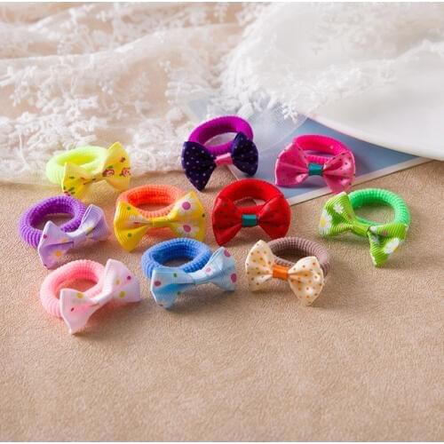 10pcs Ribbon Bows elastic hair ties band Girls Gum for hair clip children Hairpin Kids Accessories barrettes opaski