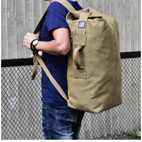 High Quality Men Luggage Travel Bag Army Bucket Backpack Multifunctional Military Canvas Backpacks Large Shoulder Bags Casual