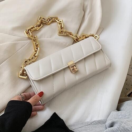 Chain PU Leather Armpit Bag For Women 2020 Fashion Shoulder Bags Lady Handbags and Purses Female Hand Bag Simple Style