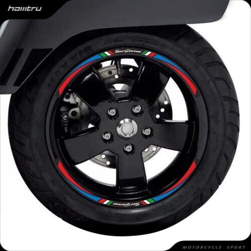 Scooter 12" Wheel Reflective Sticker Set Case for Piaggio Vespa GTS 300 Series II Sei Giorni Edition Rim Decals