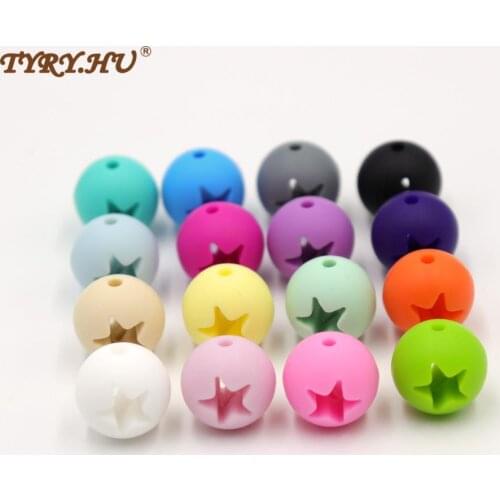 TYRY.HU 100Pcs/Lot Round Star shape Silicone Beads Baby Teething Pacifier Chain DIY Teethers Food Grade Silicone