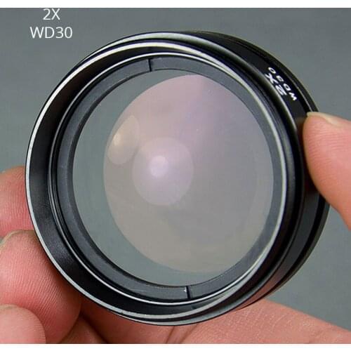 Magnification 2X Stereo Microscope Barlow Lens Auxiliary Objective Lens M48*0.75 Thread Working Distance 30mm