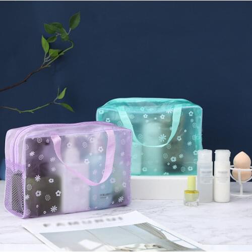 Waterproof Travel Cosmetic Storage Bag for Women Floral Transparent Wash Bag Makeup Case Toiletry Wash Beauty Kit Storage Pouch