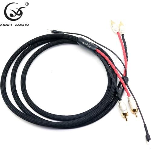 XSSH 2 RCA to 2 RCA 4 Core Pure Copper OFC Plated Silver Shield Ground Wire Plug Audio Cable Line Cord