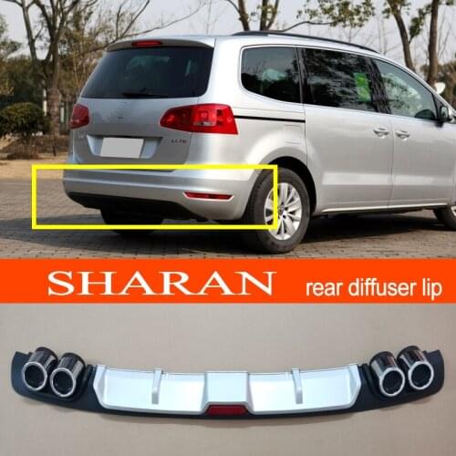 Sharan ABS Plastic Silver / Black Car Rear Bumper Rear Diffuser Spoiler Lip for Volkswagen Sharan