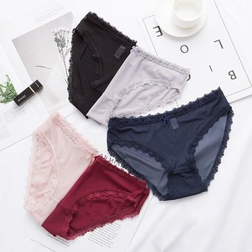 AWAYTR 6pcs Womens Low Waist Briefs Panties Cotton Crotch Breathable Thin Soft Females Underwear Lingerie