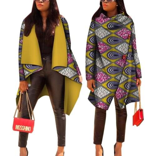 Women African Tops African Print Cotton Casual Coat Women Bazin Riche Trench Coat Lady Traditional African Clothes WY4715