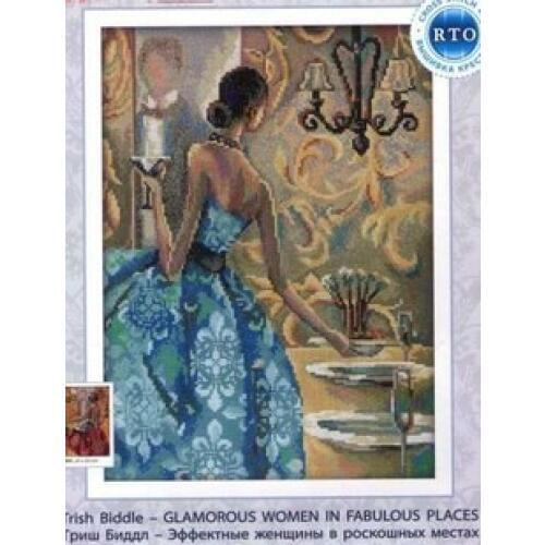 Gold Collection Counted Cross Stitch Kit Glamorous Woman in Fabulous Places City Girl Lady in Blue Dress rto