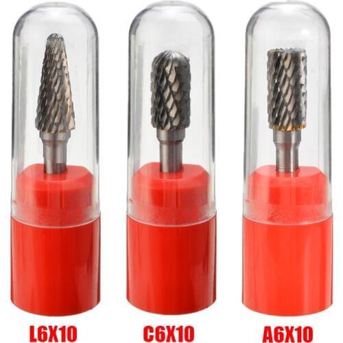 New 1/4" Carbide Rotary Burrs Cylindrical Cut Tungsten Carbide Rotary Burrs Cutting Die Grinder Bit Woodworking Milling CNC Tool