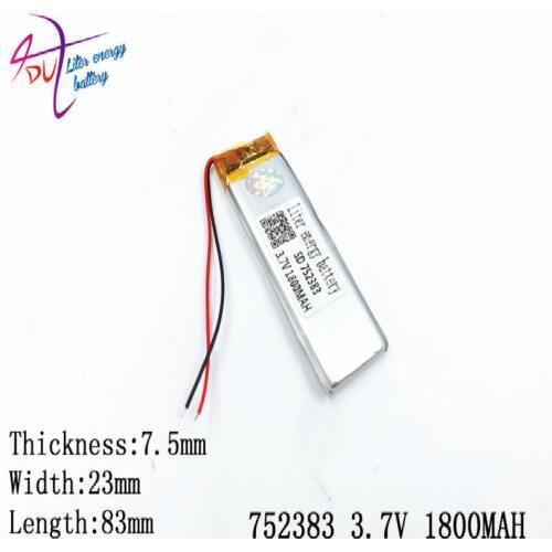 10 pcs 3.7V 1800mAh Lithium Polymer LiPo Rechargeable Battery For PAD GPS Vedio Game E-Book Power Bank model: 752383 752585
