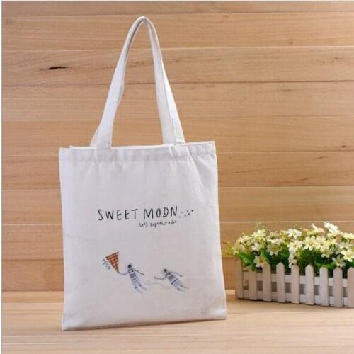 200 pcs/lot Sweet M two colours customized Logo tote bag cotton , Canvas Shopping Bags ,Free Shipping