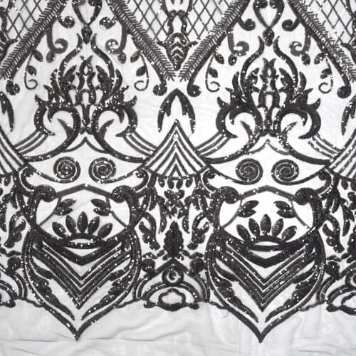 2021 Latest Black Sequin Embroidery Fabric Lace African Fabrics for Wedding Dress Sewing Accessories HY0781-2