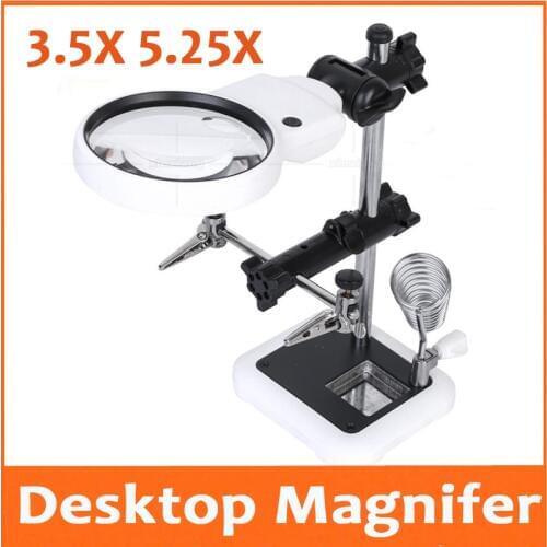 3.5X 5.25X 3pcs LED Lights USBTable Lamp Illuminated Desk-top Cell Phone Circuit Board Repair Magnifier Magnifying Glass