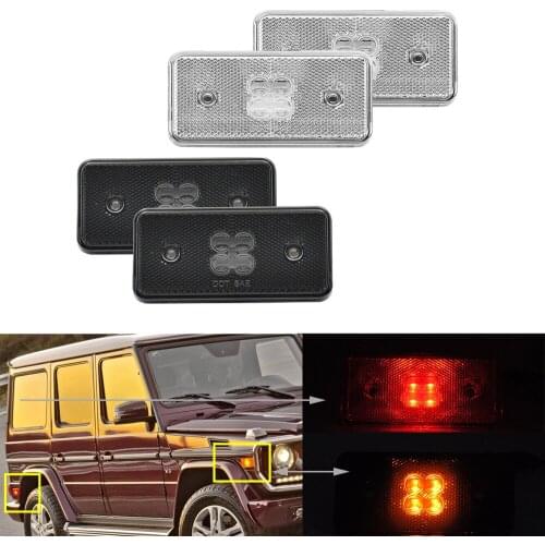 4pcs LED Side Marker Lamp Turn Signal Light For Mercedes Benz G-Class G500 G550 G55 G63 2002-2010 2011 2012 2013 2014