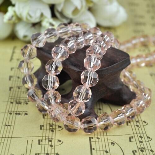 70pcs 8mm Rose Color Round Ball Faceted Crystal Loose Spacer DIY Beads Crystal Glass Jewelry Beads DIY