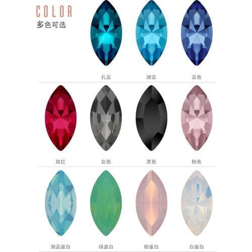 7x15mm Pointback Navette Crystal Rhinestones Glass Beads Stones Appliques For Wedding Dress Clothing DIY Jewelry Making Crystals