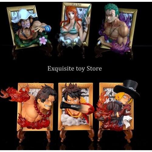 One Piece Anime Luffy Ace Sabo 3D Painting Photo frame PVC Action figure anime figure Model Toys Collectible Doll Christmas Gift