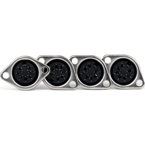 Artudatech 4 Pcs Metal 7 Pin DIN Female Socket Hulled Panel Mount Connectors high quality