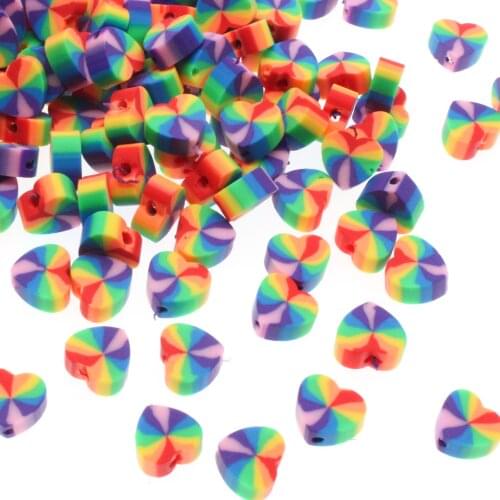 CHONGAI 100Pcs Love Heart Shape Polymer Clay Spacer Loose Beads For DIY Bracelet Necklace Accessories 10mm