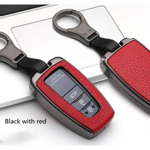 Alloy Leather Car Key Case For Toyota Prius CHR C-HR Camry 2017 2018 2019 Remote Protect Cover Keychain Bag Auto Accessory