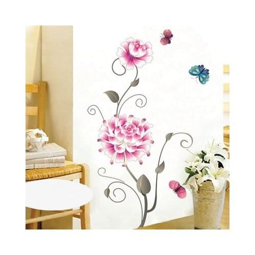 Flower butterfly love sitting room adornment bedroom background three generations can remove wall stickers