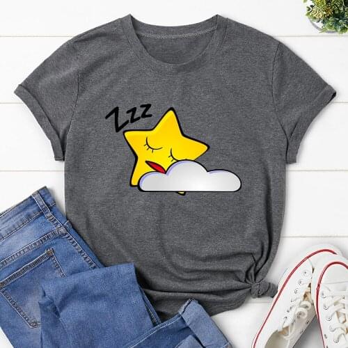 Clouds Printed T Shirt Women T-shirt Tops Tee Short Sleeve Tshirt Female Tshirts TX8422