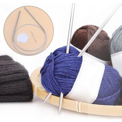 DIY Knitting Tools Stainless Steel Extended Ring Needles Wire Rope Ring 43/60/120cm Weaving Circular Knitting Needlework Kits