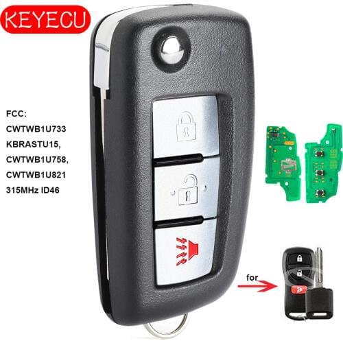 Keyecu Upgraded Remote Key 3 Button Fob 315MHz ID46 Chip for Nissan & Infiniti FCC: KBRASTU15 CWTWB1U733