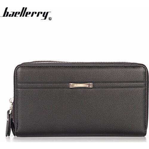 Baellerry Men Clutch Wallet Large Capacity Cell Phone Pocket Zipper Long Men Multifunctional Wallet Card Holder Business Wallet