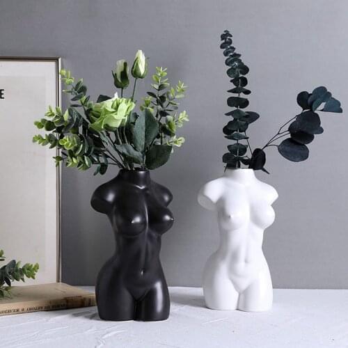 Nordic Creative Ceramics Flower Pot Human Body Vase Minimalist Flower Arrangement Table Decoration for Home / Office Ornaments