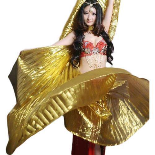 Egypt Belly Dance Wings Women Isis Wings Indian Belly Dancing Angle Wings Gold Silver for Adult Girls Dance Props (NO Sticks)