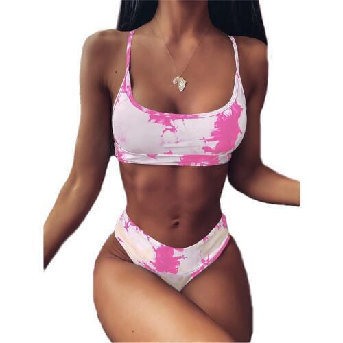 AA Sexy Women Two Pieces Swimsuits Ladies Tie Dye Printing Print High Waisted Bikini Sets Bathing Suits Swimming Suits Biquini