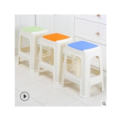 Square stool large padded plastic stool adult table stool household high bench bathroom stool slip