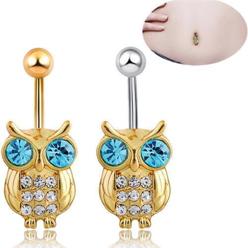 Fashion Navel Piercing Hot Sexy Factory Price Anti Allergy Simple Lounger Gold Silver Color Titanium Nail Owl Belly Button Rings