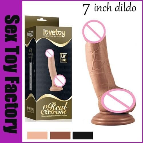 Non-vibrating 7 Inches realistic big Dildo Waterproof realistic penis with textured shaft and Suction cup Sex product for women