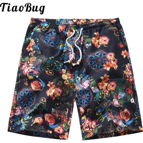 Men Beach Board Shorts Swimwear Summer Hawaiian Floral Print Holiday Vacation Male Swim Trunks Beachwear Swimming Casual Shorts