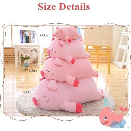 45-100cmBigger Size cute Cartoon Pink Pig Plush Fat Pig Pillow Soft Cushion Giant Zodiac Pig Doll Good Quality festival Gift Kid