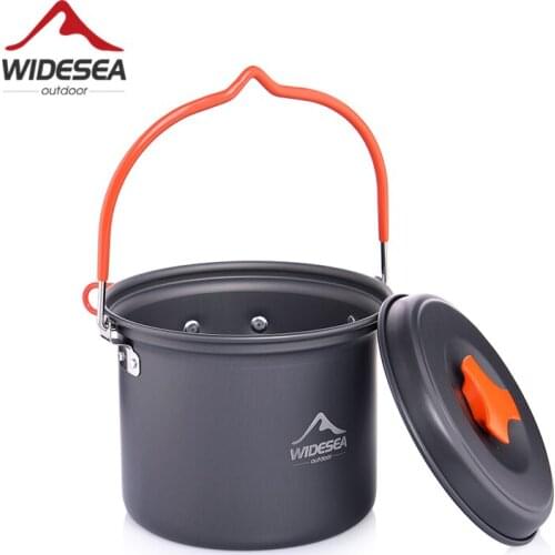 Widesea Camping Supplies Aluminum Hanging Pot Kitchen For Outdoor Cooking Nonstick Cookware 2~3 Persons For Tourism Hike Picnic