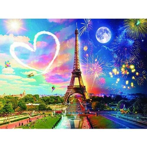 Festive fireworks Paris tower DIY Diamond painting dream Paris tower Diamond Embroidery corss stitch Rhinestone Mosaic Painting