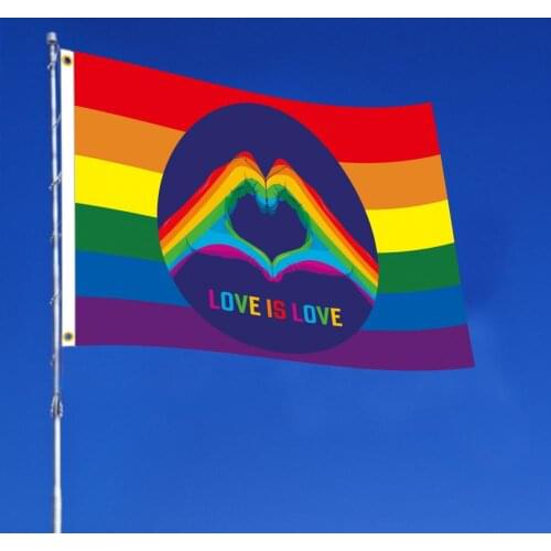 Rainbow Pride Flag Love Is Love Decorative Sign Outdoor Sunscreen Polyester Banner Vivid Fade Resistance 90x150cm No Flagpole