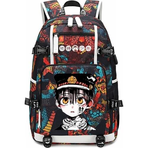 Anime New Toilet-bound Jibaku Shounen Hanako-kun Backpack laptop Capacity knapsack Men Travel bags USB Oxford Backpack schoolbag