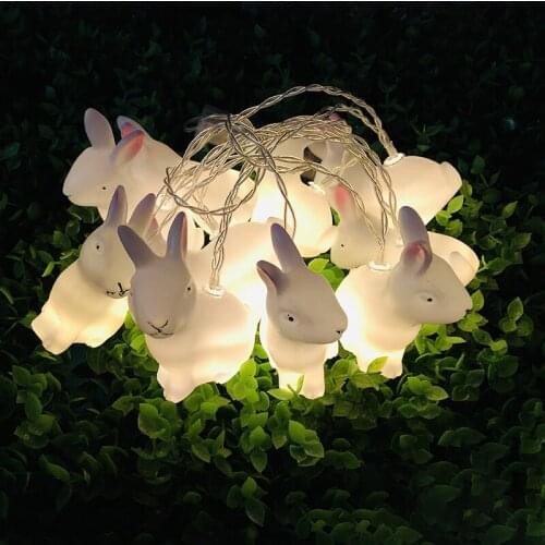 New LED Bunny Light String Easter Decoration Courtyard Room Window Party Pendant Halloween Decorations for Home Outdoor