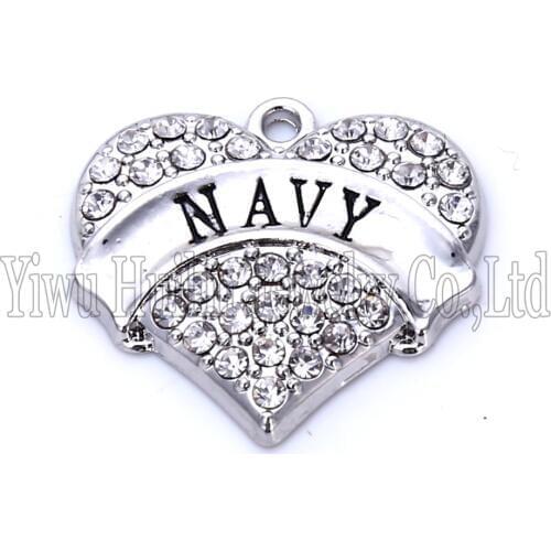 NAVY crystal Word Heart Dangle Sports Fitness Pendant