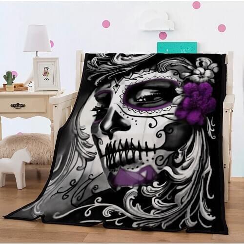 Wongs bedding 3D Banket skull face design Thin Quilt Bedspread 150x200cm Fleece Throw Blankets
