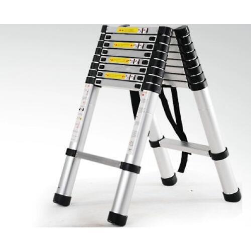 2.6m Fire Use Escape Ladder Collapsible Aluminum Alloy Upright Ladder, Multipurpose Home/Library/Construction Maintenance Ladder